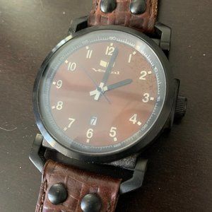 Vestal Observer V8 Watch Black Metal Brown Leather